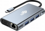 USB-C 8-&uuml;hes Adapter: HDMIx2, USB, VGA, RJ45, PD, Grafiit