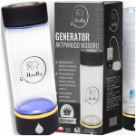 Tark kaasaskantav vesinikuvee generaator HEELLY, 430 ml, klaasanum, USB-C laadimine, sissehingamisotsikuga