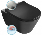 AVVA CLEANWASH Riputatav WC-pott bideefunktsiooniga, servata Rimless, 35,5x53 cm ja istmega SLIM Soft Close, mattmust