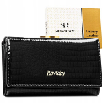 Naturaalsest nahast naiste rahakott Rovicky, must