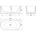 Vann Mexen Paola, 150 x 75 cm, White gloss + Gun metal &uuml;levool