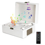 Retro kaasaskantav CD-m&auml;ngija Bluetooth-k&otilde;lari ja nahk&uuml;mbrisega