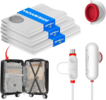 Vacuum bags riietele koos usb pumbaga, 6 tk vaakumkotid riietele (2 x 40 x 40 cm, 2 x 40 x 50 cm, 2 x 40 x 60 cm), korduvkasutatavad vaakumkotid reisimiseks - ruumi kokkuhoidev reisitarbed