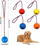 Katmerio 4 palli komplekt koertele, interaktiivne koera m&auml;nguasjapall koos k&ouml;iega, naturaalsest kummist pall koertele, pehme ja elastne t&auml;iskummist pall suurtele ja v&auml;ikestele koertele