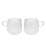 Homla topeltseinaga kruusikomplekt Cembra Groove, l&auml;bipaistev, 250 ml, 2-osaline