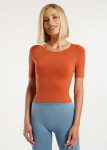 L&uuml;hike &otilde;mblusteta T-s&auml;rk CROP T-SHIRT Giulia, v&auml;rv burnt sienna, L/XL