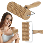 Puidust kehahoolduse massaažirull k&auml;epidemega