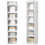 Valge raamaturiiul raamatute jaoks, k&otilde;rge Skandinaavia stiilis kapis&uuml;steem