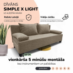 Kahe kohaline lahtik&auml;iv diivan Simple X Light ilma k&auml;etugedeta, Podrez, beež