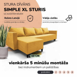 Klassikaline suur nurgadiivan Simple XL Sturis Kollane