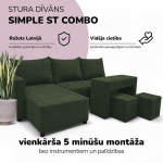 Nurgadiivan lahtik&auml;iv lauaga ja puffidega St Combo, Podrez, t&uuml;rkiisroheline