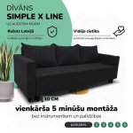 Klassikaline diivanvoodi Simple X Line pesukastiga, Podrez, Grafiit