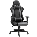 Ergonomiline kontoritool, m&auml;nguritool, p&ouml;&ouml;rdtool, kunstnahk, vahtpolster, must, 67,5 x 74 x 126-136 cm