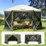 Veislyno pavėsinė - palapinė su 6 sienelėmis, apsauga nuo saulės, žalia, 3,66 x 3,66 x 2,4 m