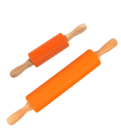 Winder Home silikoonist taignarullide komplekt, 2 tk (38,5 cm ja 23 cm), oranžid, bambusk&auml;epidemetega