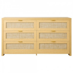 Kummut, 6-sahtliga rotangist topeltkummut, 144.5x45x79.5 cm, hele puit, panipaik