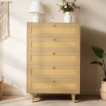 Kummut, 5-sahtliga rotangist kummut, 70.2x40x106.5 cm, naturaalne, panipaik