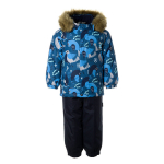 Huppa Laste talvekomplekt LASSE, petrol pattern/ navy