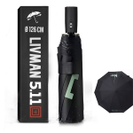 Kvaliteetne tuulekindel 126cm vihmavari LIVMAN T511