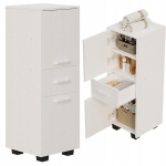 Funktsionaalne kaheukseline riiulkapiga kapp, sahtliga, modernne loft, valge