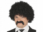 Mustad lokkis juuksed vuntsparukaga