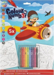 V&auml;rvimine numbrite j&auml;rgi A4, 5 lehte, lennuk, Grafix