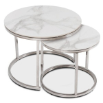 Kohvilauakomplekt MEBEL ELITE AMARA 45,5 cm 60 cm Valge marmor H&otilde;bedane