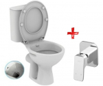Kompaktne WC-pott bideefunktsiooniga, horisontaalne &auml;ravool + peidetud segisti, kroom