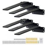 6 vnt. plaukiojančių lentynų laikikliai, 10" L x 4" W x 1,6" H, matinis juodas, 5 mm storio, 72,57 kg apkrova