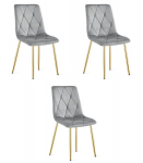 LIBRA tool &ndash; 3 heleda halli sametist tooli komplekt kuldsete jalgadega