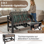 Costway 3-&uuml;hes p&ouml;&ouml;rlev m&auml;ngulaud, 49-tolline kombineeritud m&auml;ngulaud koos lauajalgpalli, piljardi ja lauatennisega, pruun, 124 x 60,5 x 84 cm