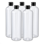 500 ml l&auml;bipaistev PET-pudel musta klapiga korkiga, 5 tk