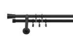 Topelt kardinavarras 280 cm 19 mm Must matt rull Vaikne rull konksudega