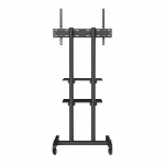 TV-alus, ratastel k&otilde;rguse reguleerimisega, 69.5x59.5x169.6 cm, must