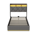 Tumehall &uuml;heinimese voodi 90x200 panipaigaga, LED-valgustuse ja USB-laadimisega