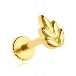 Kuldne titaanist labret k&otilde;rvar&otilde;ngas, lehekujuline, 1,2/6 mm