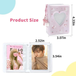 Runrayay 3-tolline armas kassi kpop fotokaardi hoidja raamat ripatsitega, 40 taskuga mini album, kpop albumi fotokaardi hoidja s&uuml;damekujulise avaga album, roosa
