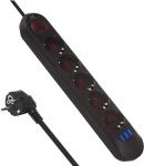 Macleani pikenduskaabel 5 pistikupesa ja 3 Usb-ga, 2500w, 1,5m, must