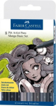 Faber-castell Pitt Artist Pen Manga komplekt, 8 tk., Pintsel-pliiats Faber-Castell Pitt Artist Pen Manga 8-v&auml;rvi