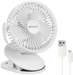 RUHHY Traadita Ventilaator Klipiga 1200mAh USB-C Valge