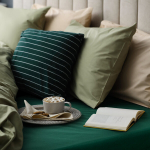 Kummiga voodilina Eurofirany PRZE/G/BASIC/ZIE puuvillasatiin 180x200 roheline