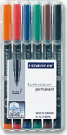 Staedtler Lumocolor F p&uuml;simarkerid, 6 v&auml;rvi