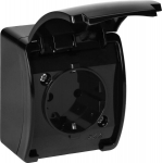 Must Schuko pistikupesa Ip44 kaanega Aquatic