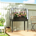 T&otilde;stetud peenrakast kasvuhoone kattega, 100x49x136 cm, must, metall