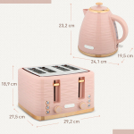 R&ouml;steri ja veekeetja komplekt, 29.2x27.5x18.9 cm, roosa, plast ja teras