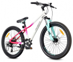 Laste 24-tolline MTB jalgratas esimesele p&uuml;hale, Shimano 7 k&auml;iku, amortisaator, ketaspidurid, laiad rehvid, Verdant Calix, valge, roosa, piparm&uuml;ndiroheline