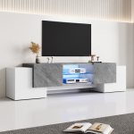 Televiisorialus 180x40x46,5 cm, valge-hall, Bluetooth, madal paneel, 60-70-tollistele teleritele