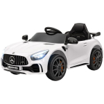 Laste elektriauto Mercedes, 3-5 km/h, puldiga, tulede, muusikaga, valge