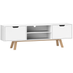Televiisorialus kuni 65 tolli, 2 ust, 2 riiulit, 150x39x50 cm, valge