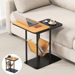 Nahkviimistlusega laud Yutvczo, must, 60 &times; 50 &times; 30 cm